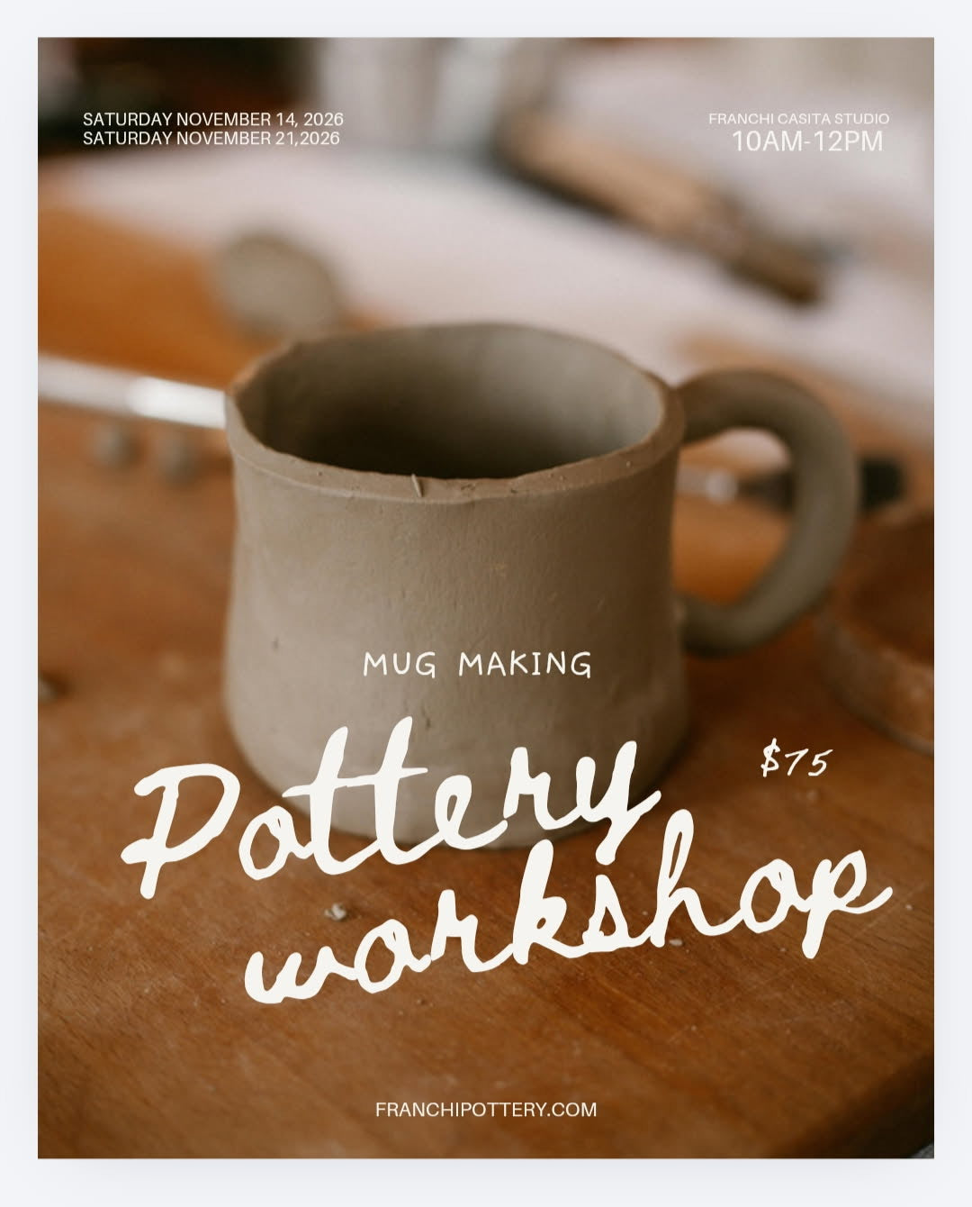 Mug making pottery workshop